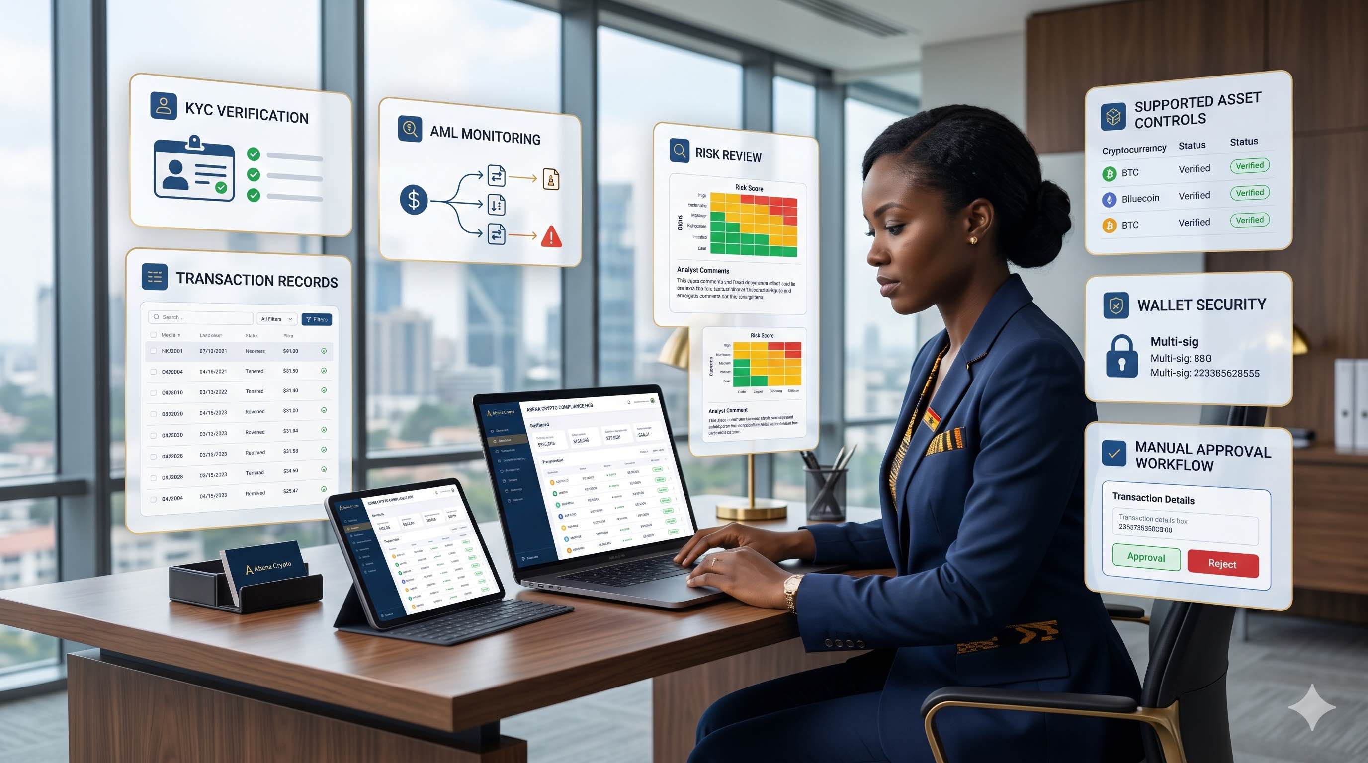 Abena Crypto compliance and security operations visual